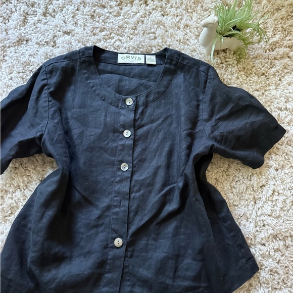 Orvis Black Button Down Shirt Short Sleeve Casual - Picture 2 of 6